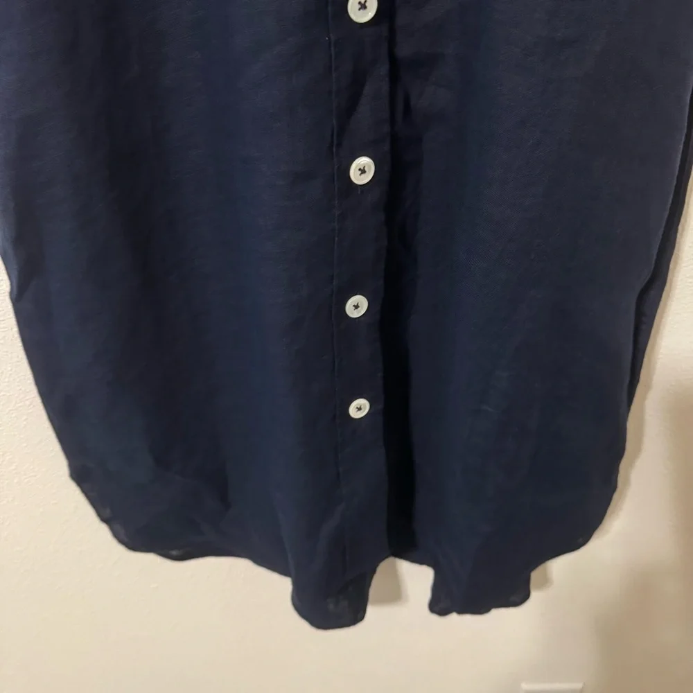 J Crew Capitaine Linen Shirt Dress Navy Lagenlook Minimalist Summer 2024 NWT-XS - Picture 7 of 12